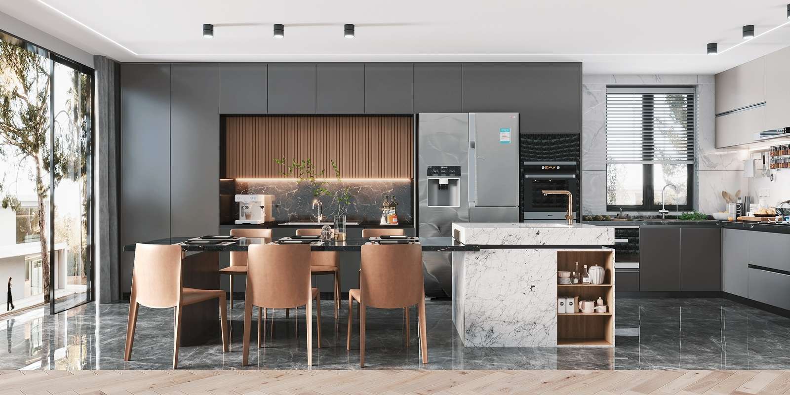 Modern kitchen with high-end appliances