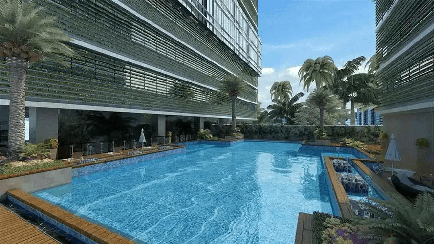 Rooftop amenities including restaurant and lounge